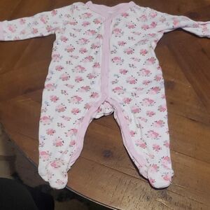 Luvable Friends Pink and White Floral Footie